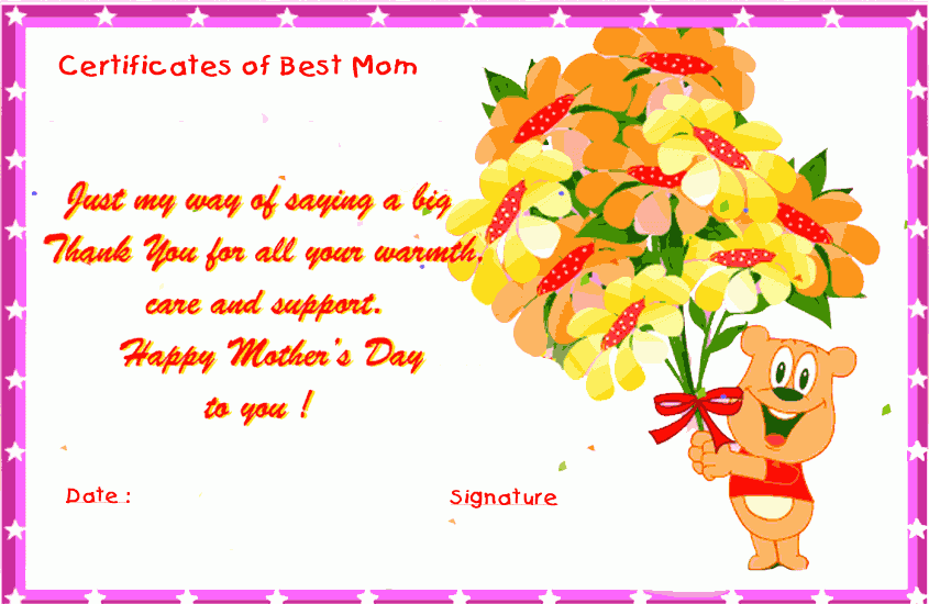Mother 39 s Day Certificates Free Printable