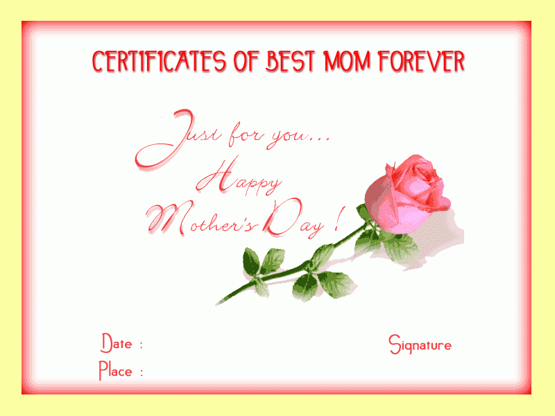 Mothers Day Certificates Free Printable Worksheets Library