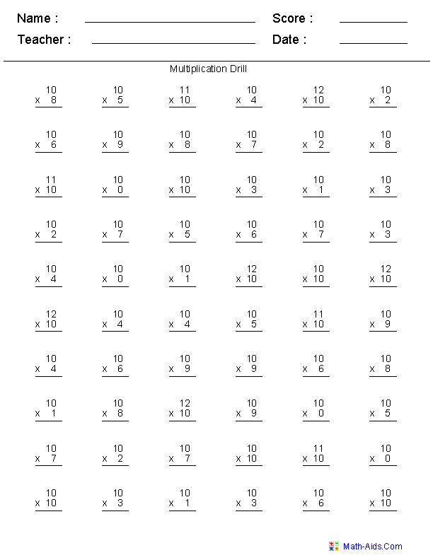 Multiplication Table Printable Free Download In PDF