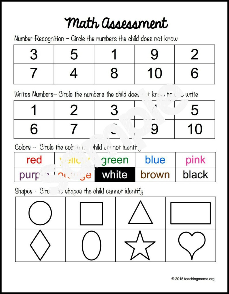 Preschool Assessment Forms Free Printable Free Printable