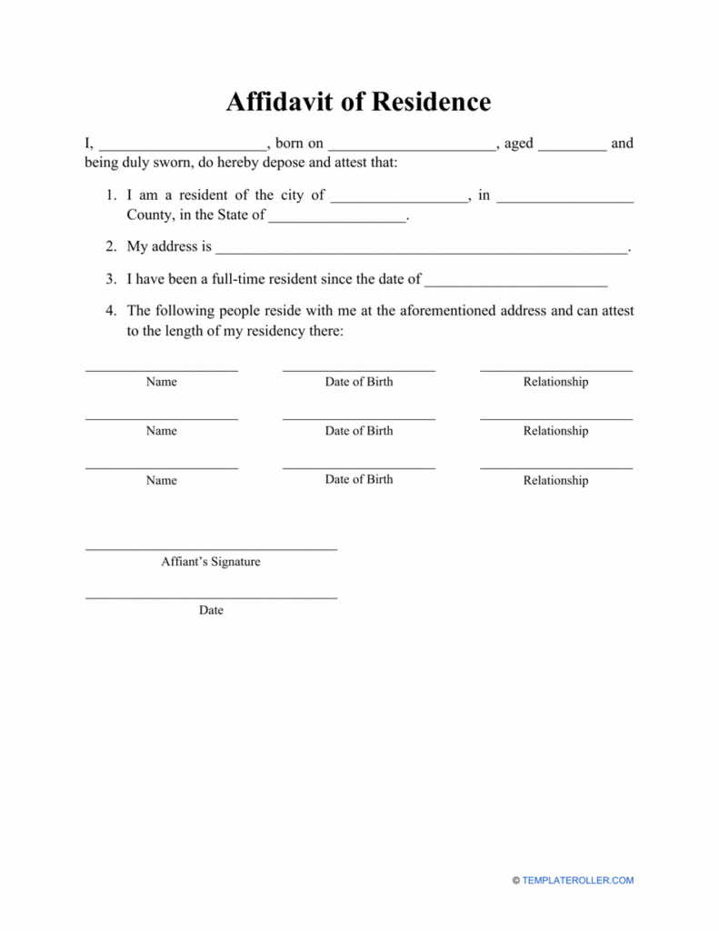 Printable Affidavit Form Pdf Printable Forms Free Online