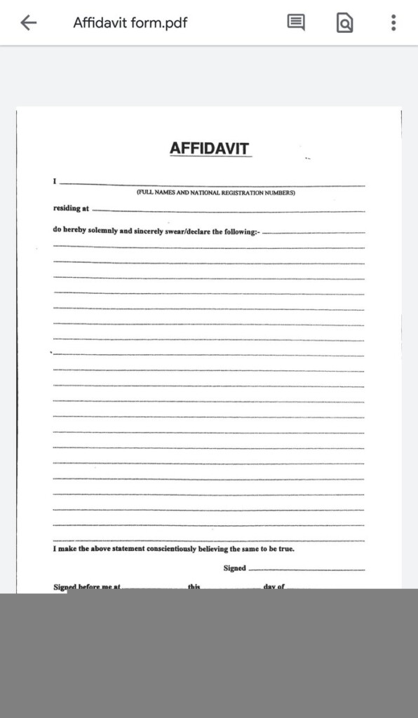 Printable Affidavit Form Zimbabwe Pdf AffidavitForm
