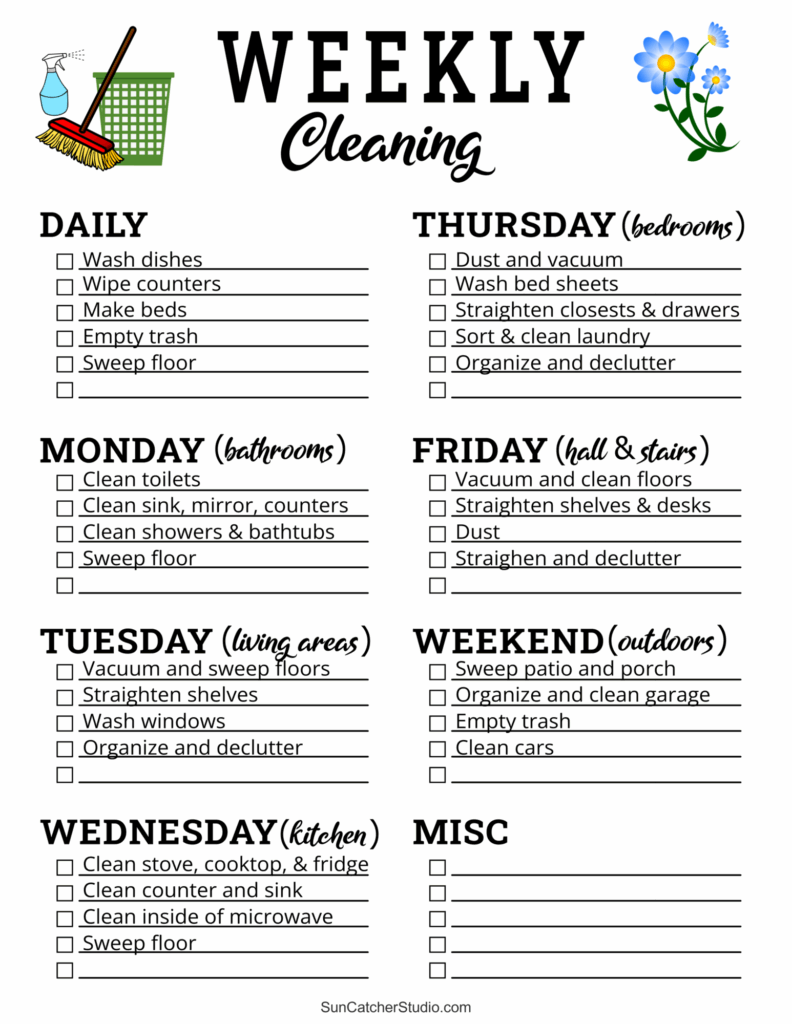 Printable Cleaning Schedule Template Free Image To U