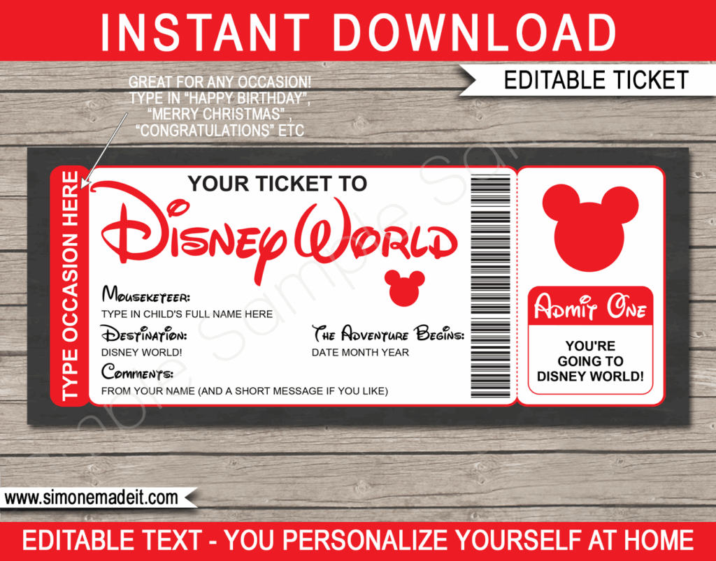 Printable Disneyland Tickets Printable World Holiday