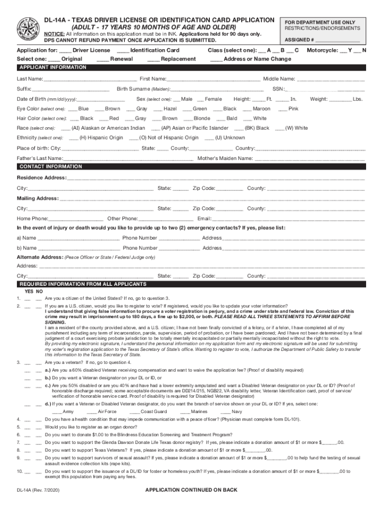 Printable Dl 43 Form Printable Forms Free Online