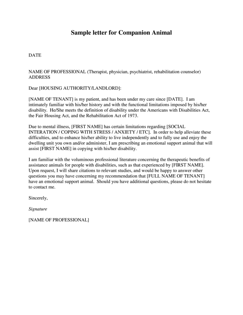 Printable Emotional Support Animal Letter Pdf The Basics