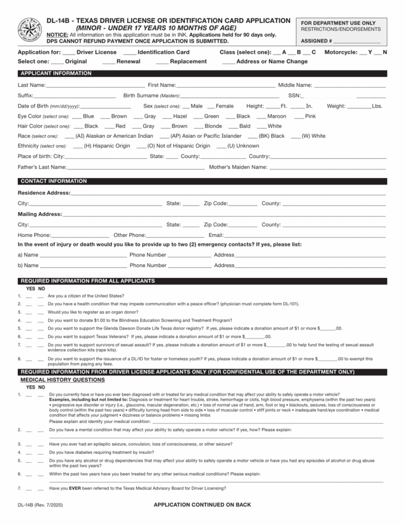 Printable Form Dl 43 Printable Forms Free Online