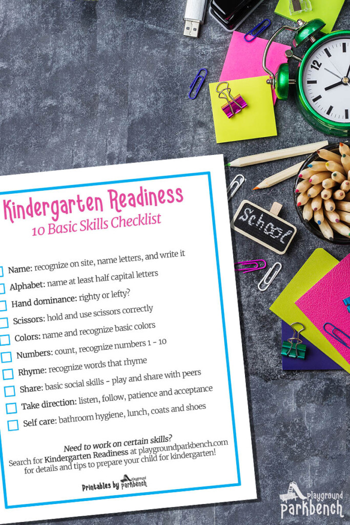 Printable Kindergarten Readiness Checklist