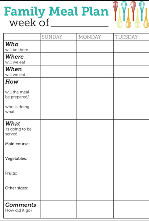 Printable Meal Planning Template