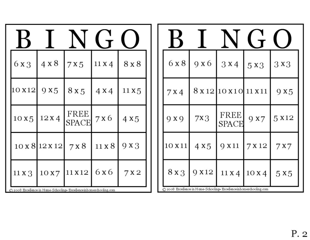 Printable Multiplication Bingo Game PrintableMultiplication
