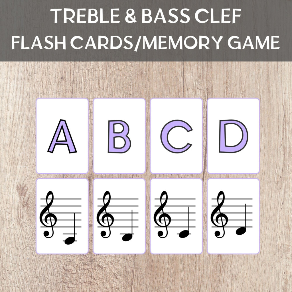 Printable Music Flash Cards Music Note Game Treble Clef Bass Clef 