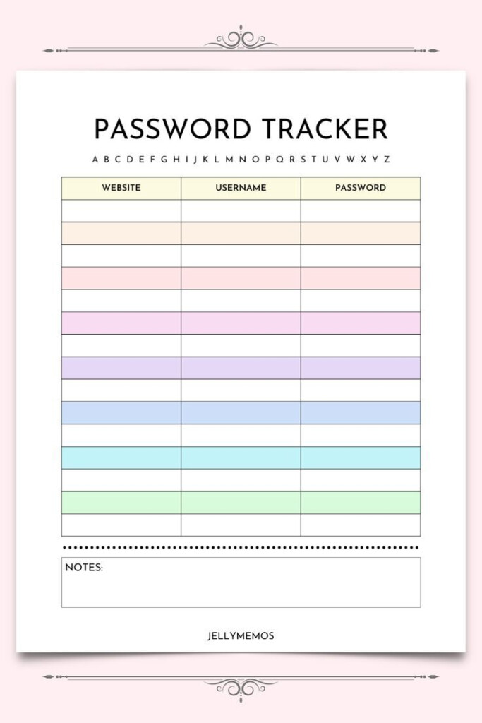 Printable Password Tracker Keep Your Passwords Safe And Secure