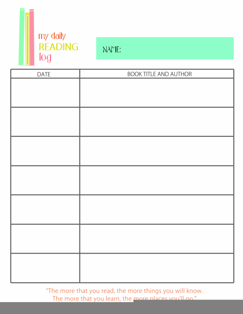 Printable Reading Log For Elementary Kids Free Printable Reading Logs 