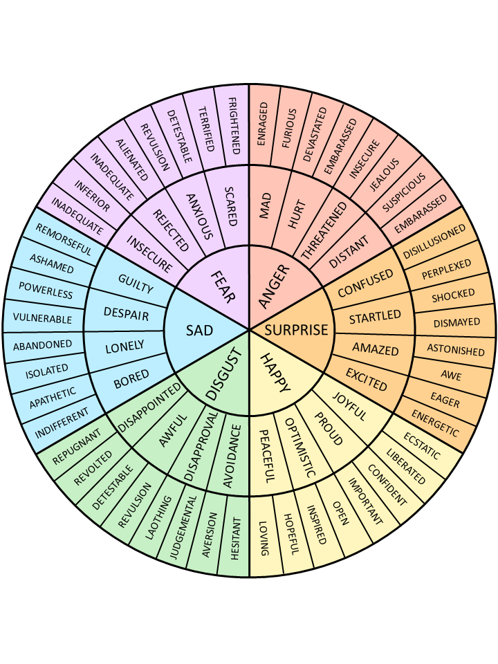 Printable Template Emotion Wheel Emotions Wheel Feelings Chart 