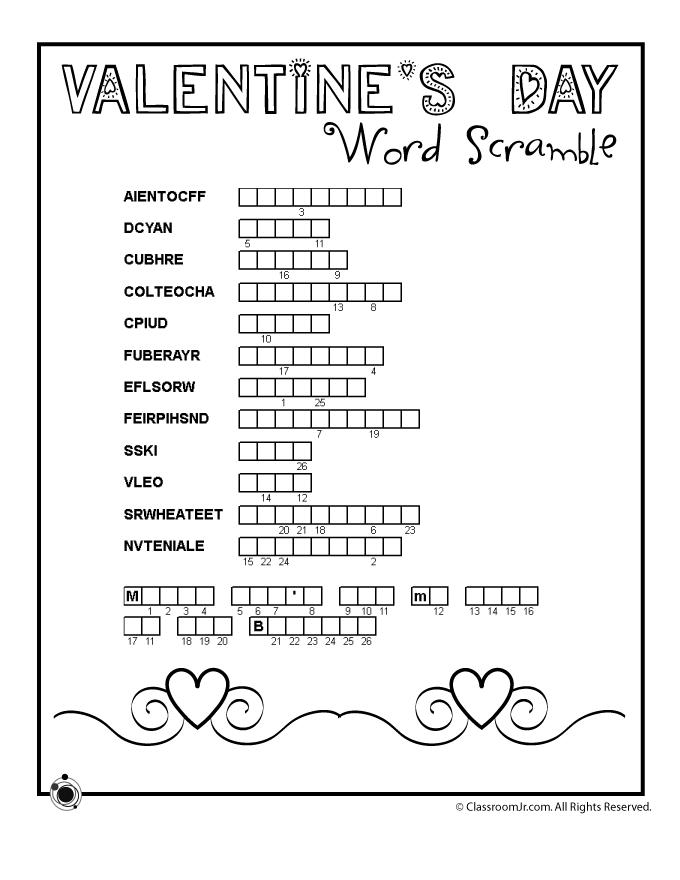 Printable Valentines Activity Sheets