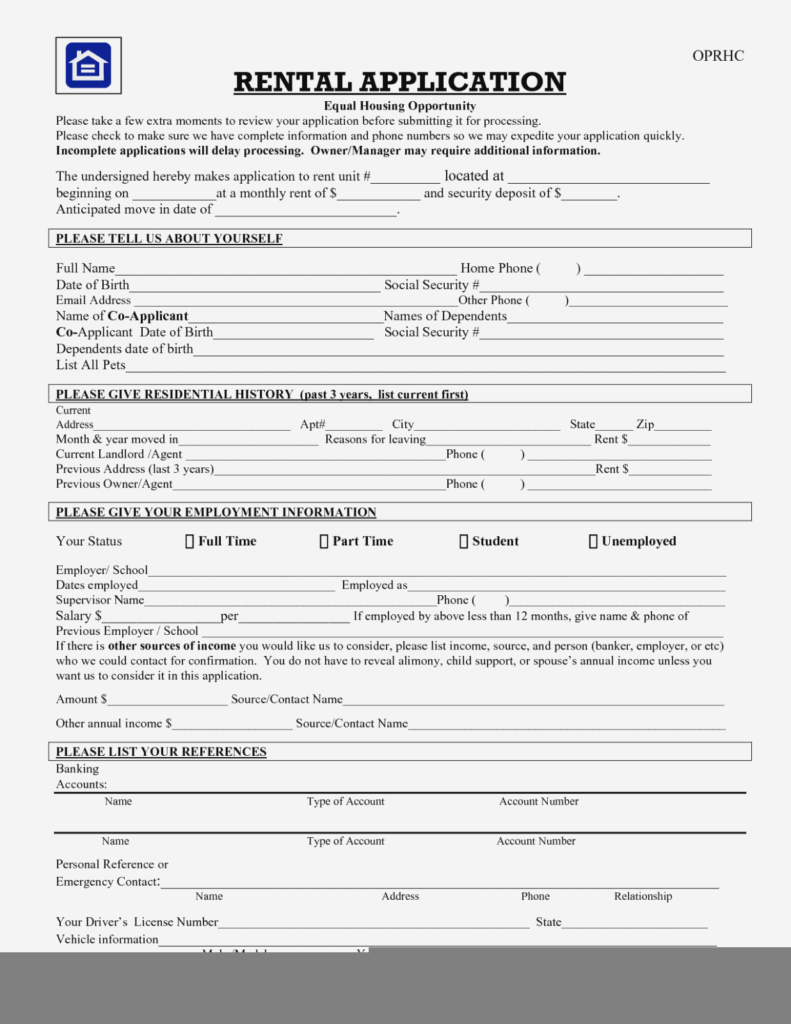 Rental Application Form Printable Printable Forms Free Online