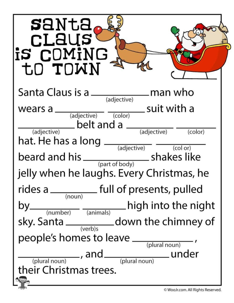 Santa Claus Is Coming To Town Mad Libs Grandkids Christmas 