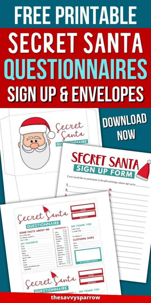 Secret Santa Questionnaire Free Printable Printable Calendar