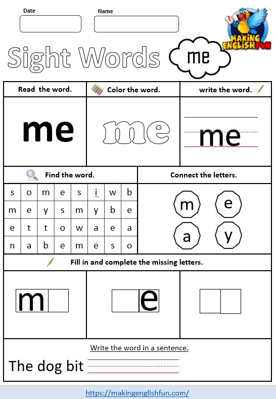 Sight Words Worksheets Free Printables Education Worksheets 