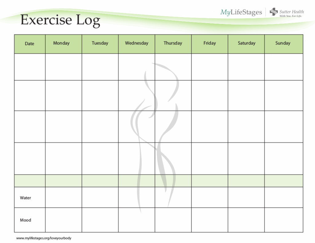 Simple Workout Log Printable EOUA Blog