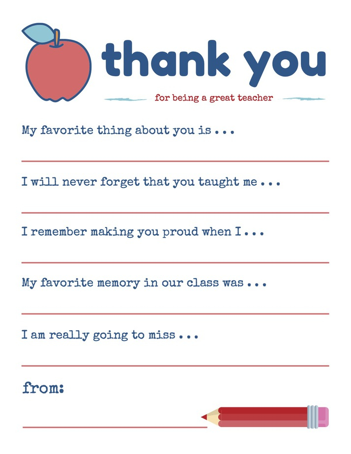 Teacher Appreciation Fill In The Blank Printable Free Printable Templates