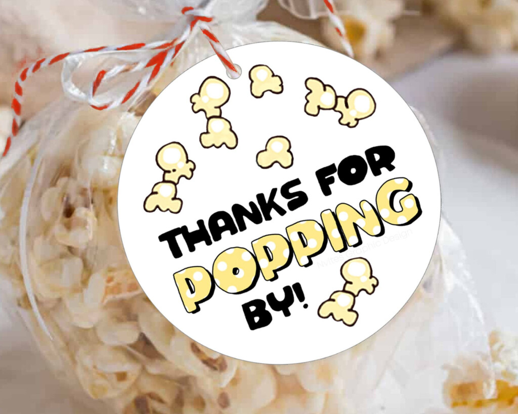 Thanks For Popping By Party Favor Tags Popcorn Ball Tags And Labels 