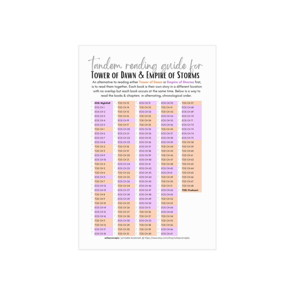 Throne Of Glass Tandem Reading Guide Bookmark For Empire Etsy