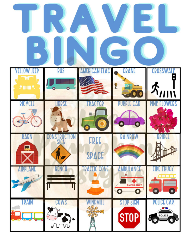 Travel Bingo Printable Travel Bingo Download Travel Bingo Pdf Road Trip 
