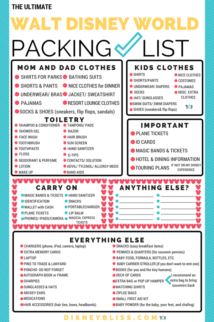 Ultimate Disney Packing List Printable