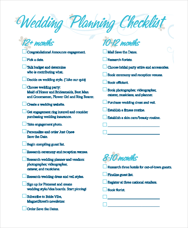 Wedding Checklist Printable Pdf Free Printable Wedding